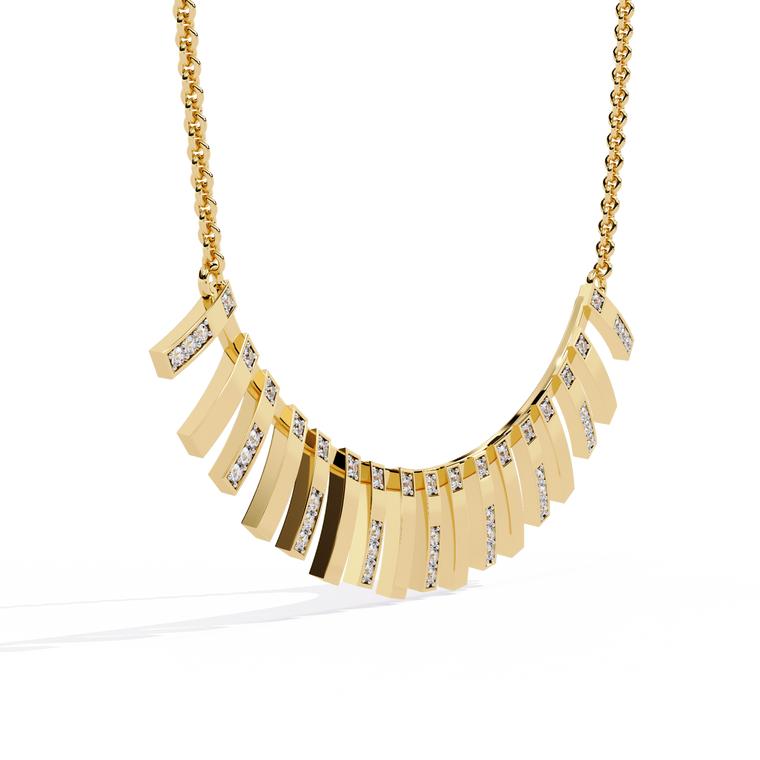 Geometric Fringe Statement Necklace - view 2