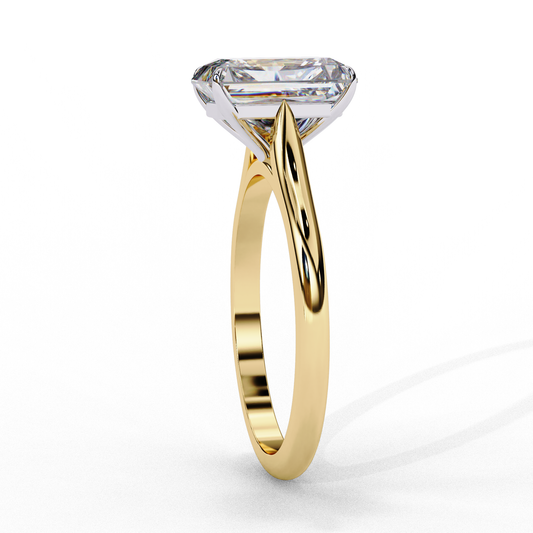 Classic Emerald Cut Lab Diamond Solitaire Ring With Four Prong