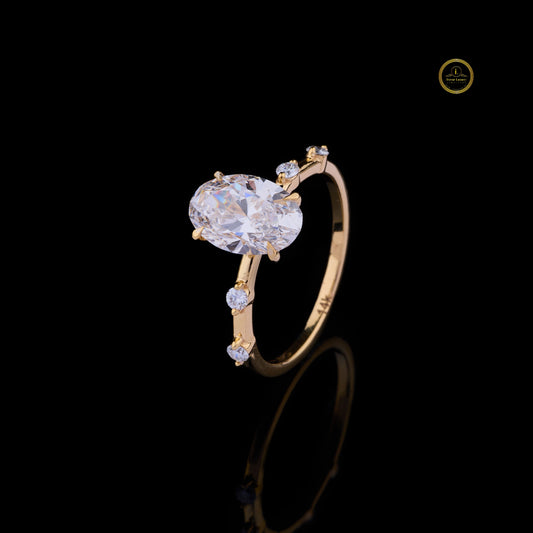 Oval Cut Moissanite Engagement Ring With Wedding Band - view 2