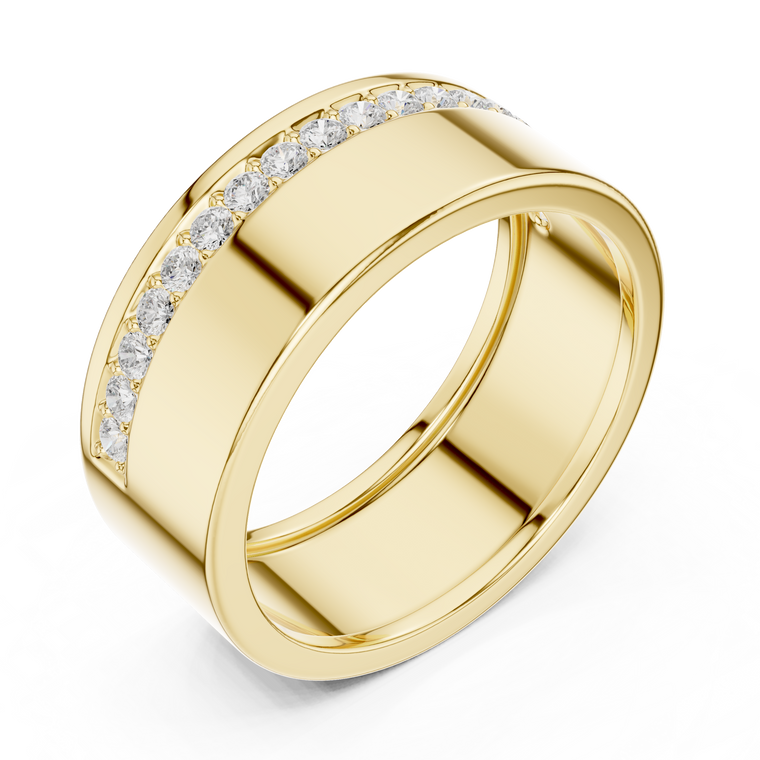 Round Cut Lab Grown Diamond Men's Wide Channel Set Eternity Band - view 2