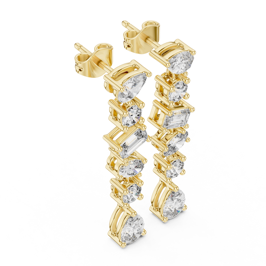 1.36 CT Celestia Cascade Multi Shape Moissanite Diamond Drop Earrings For Her