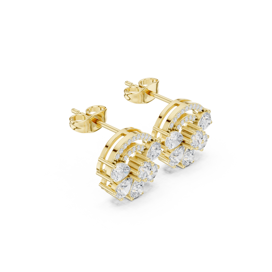 0.33 CT Art Deco Inspired Fan Shaped Moissanite Diamond Cluster Stud Earrings