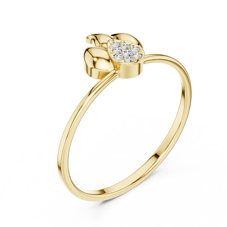 Flame Inspired Ring With Round Lab Diamond Cluster Accent - view 2