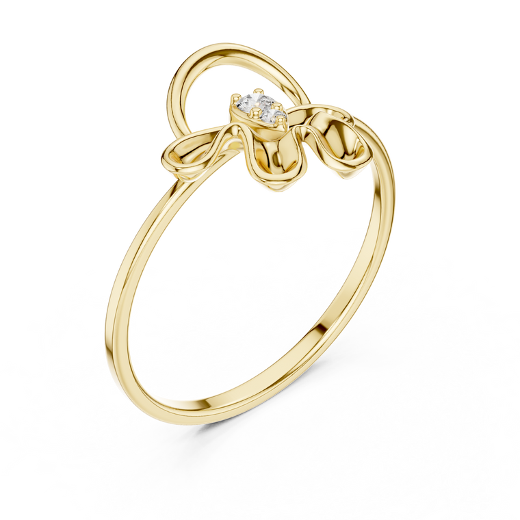 Pear Abstract Floral Lab Ring with Sculpted Petals - view 2