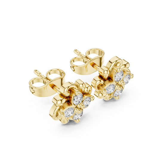 0.24 TCW Blossom Floral Stud Earrings Crafted in with Round Brilliant Moissanite Diamonds