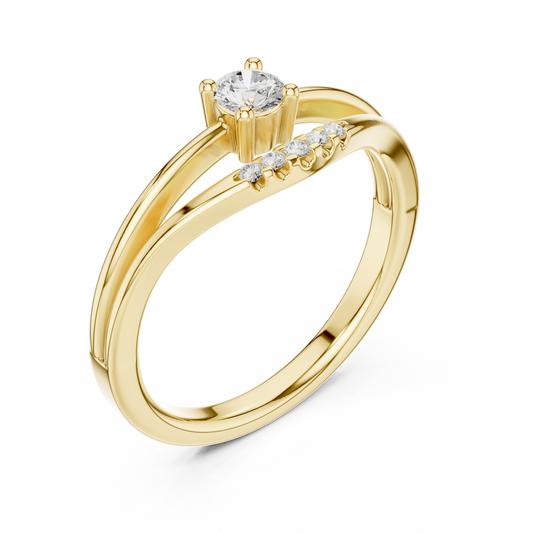 Round Cut Moissanite with Two Bypass Band Ring - view 2