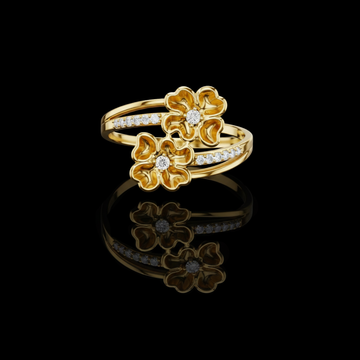 0.86 TCW Radiant Dual-Flower Ring Embellished with Brilliant Pavé Set Lab Grown Diamond