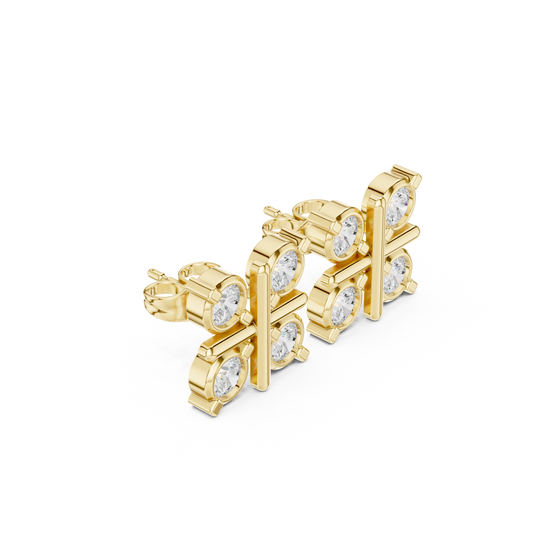 1.32 TCW Contemporary Round Moissanite Diamond Grid Stud Earrings with Round Brilliance