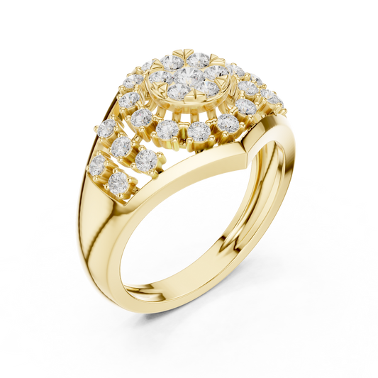 Round Cut Lab Diamond Cluster Halo Detailing - view 2