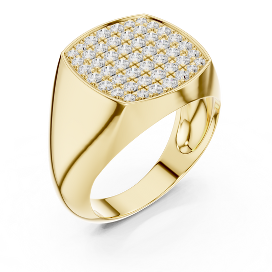 0.70 TCW Imperial Grid Pavé Moissanite Diamond Statement Ring with Sculpted Shoulders