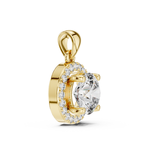1.00 CT Elegant Round Cut Halo Lab Grown Diamond Pendant Crafted in Lustrous Luxury