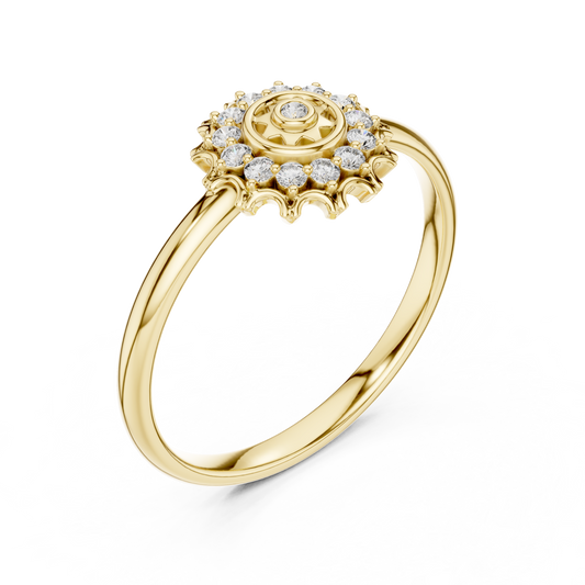 Sunburst Round Cut Moissanite Anniversary Ring - view 2