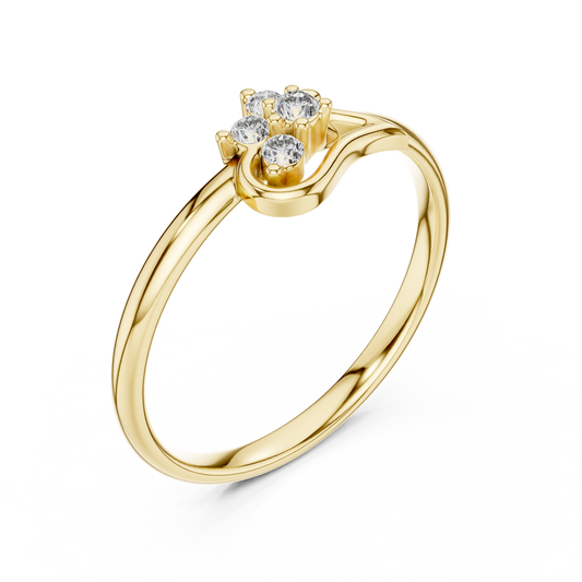 0.50 TCW Flowing Heart Curl Design and Brilliant Round Lab Grown Diamond Cluster
