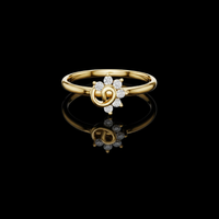 0.15 TCW Interlocking Heart Motif and Brilliant Round Cut Lab Grown Diamond Halo Ring
