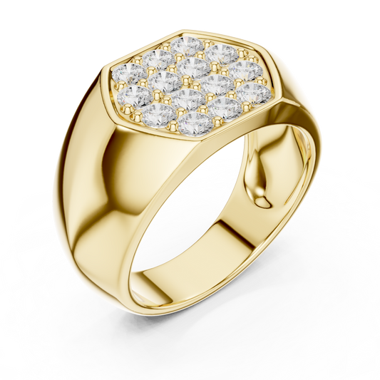 0.91 TCW Imperial Radiance Moissanite Diamond Cluster Ring with Hexagonal Statement Design
