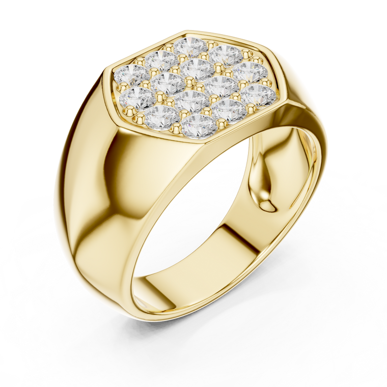 Round Cut Moissanite Men's Modern Geometric Cluster Wedding Band - view 2