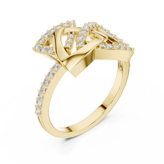 0.36 TCW Interlock Geometric Ring with Pavé Lab Grown Diamonds A Bold Expression of Structure