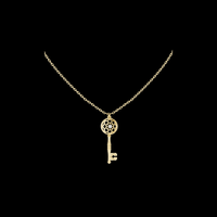 0.01 TCW Elegant Key Moissanite Pendant with Geometric Lattice Design and Diamond Accent