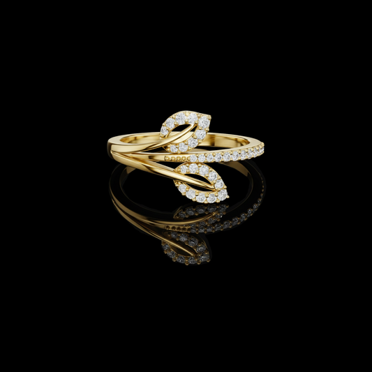 0.23 TCW PetalCurve Contemporary Leaf Inspired Ring with Fluid Lab Grown Diamond Design