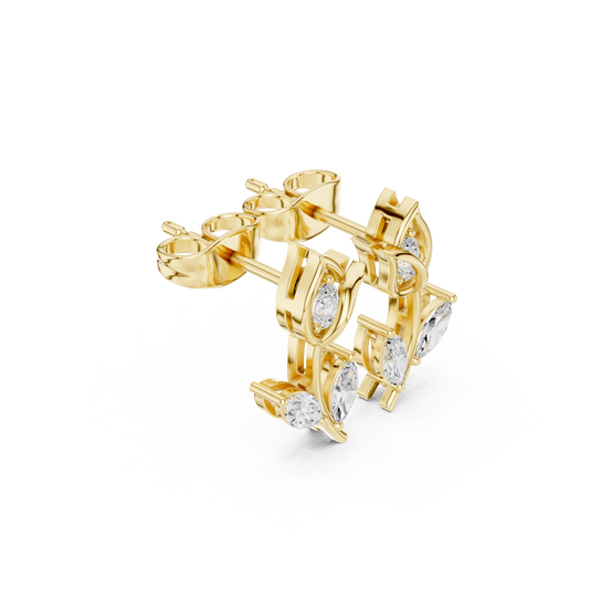 0.22 CT Elegant Leaf Stud Earrings with Marquise Cut Brilliance Moissanite Diamond