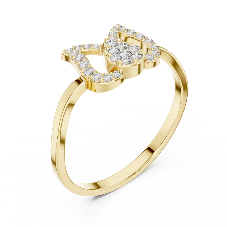 Lotus Inspired Round Moissanite Anniversary Ring With Pave Setting - view 2