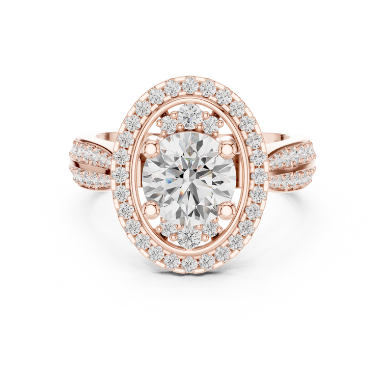 Round Cut Halo Lab Diamond Double Shank Diamond Engagement Ring - view 2