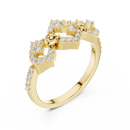 0.36 TCW Eternal Crown Round Moissanite Diamond Ring with Intricate Lattice Artistry