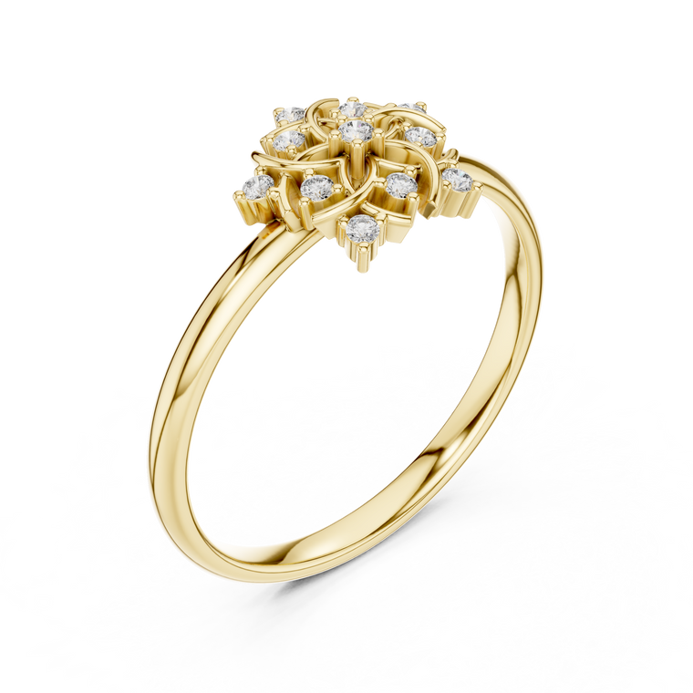 Round Lab Diamond Floral Cluster Promise Ring - view 2
