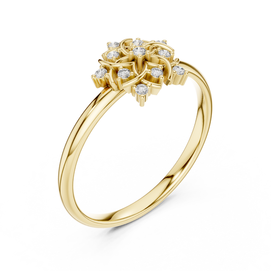 0.10 TCW Vintage Bloom burst Moissanite Diamond Floral Ring Delicate Nature Inspired Design Fine Jewelry
