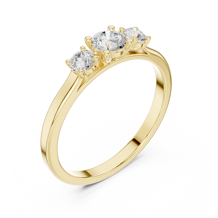 Three Round Moissanite Minimalist Band - view 2