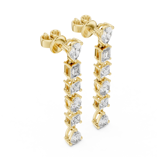 Celestial Multi Shape Lab Diamond Drop Earrings with Mixed Cuts - view 2
