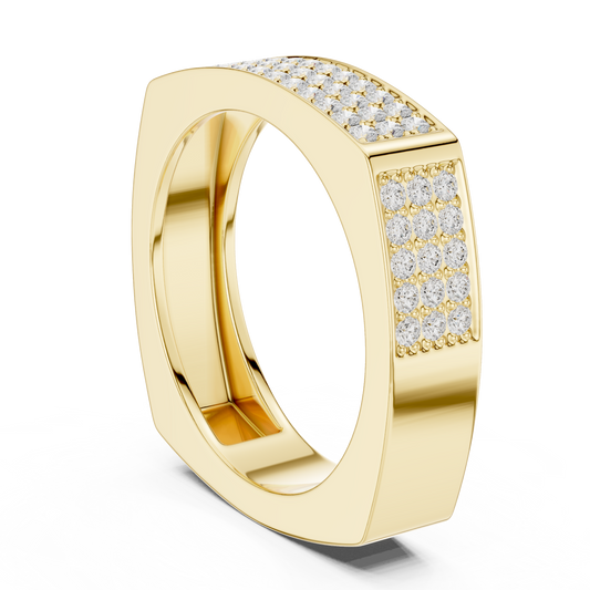 0.53 TCW Imperial Pavé Moissanite Diamond Statement Band Crafted in Bold Architectural Design
