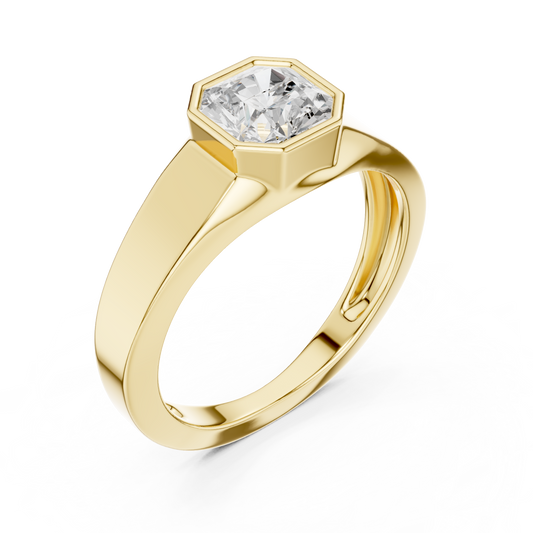 1.1 TCW Modern Octagon Cut Lab Grown Diamond Signet Ring in High Signet