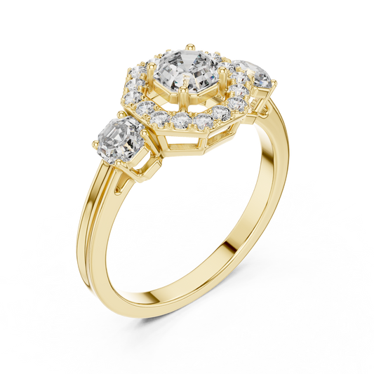 0.51 CT Octavia Halo Octagonal Lab Grown Diamond Halo Ring with Side Accents