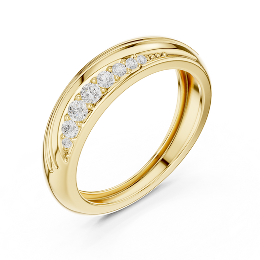 0.14 TCW Flow Moissanite Diamond Band with Sculpted Curves and Precision Set Accents
