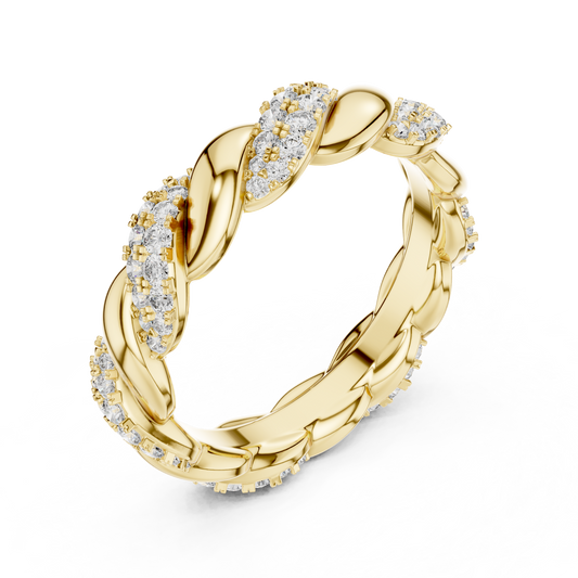 Round Cut Twisted Vine Pave Lab Diamond Eternity Band Ring - view 2