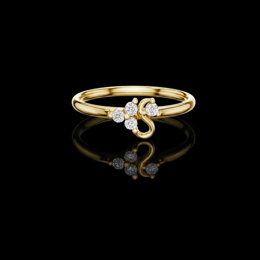 0.054 TCW Featuring a Curved Petal Motif Accented With Round Cut Lab Grown Diamond Ring