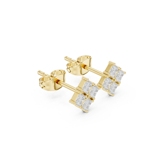 0.3 TCW Modern Princess Cut Moissanite Diamond Cluster Stud Earrings