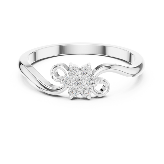 Round Lab Diamond Floral Swirl Delicate Ring - view 3