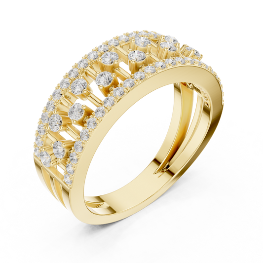 Round Cut Double Row Pave Lab Diamond Anniversary Band Ring - view 2
