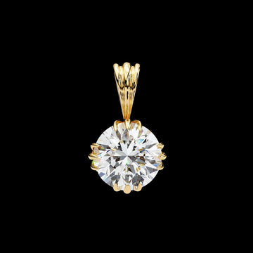 2.04 TCW Luminous Round Cut Moissanite Diamond Pendant with Decorative Gold Crown Prongs
