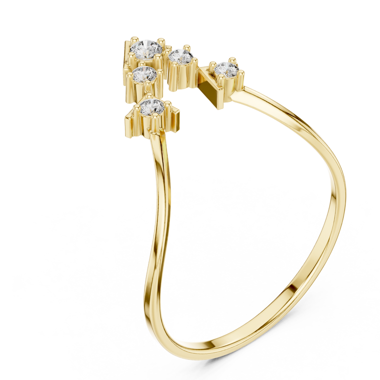 Chevron Crown Ring With Brilliant Round Lab Diamond - view 2