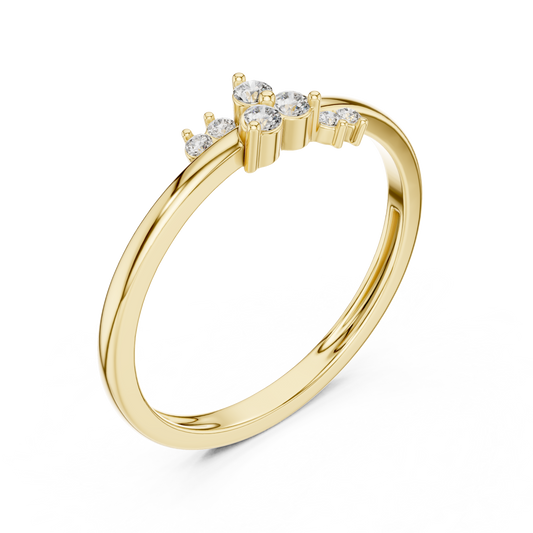 Minimalist Round Cut Lab Diamond Cluster Wedding Ring - view 2
