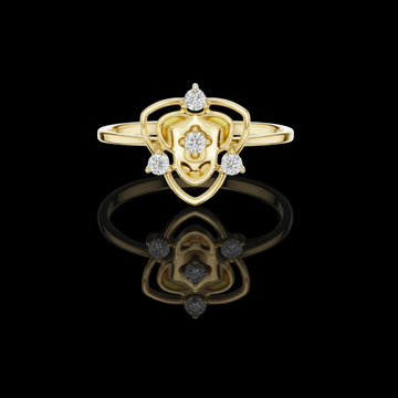 0.20 TCW Shield Bloom Ring with Sculpted Floral and Brilliant Round Moissanite Diamond Accents