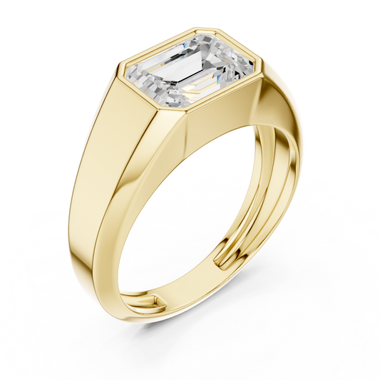1.8 TCW Timeless Regal Emerald Cut Moissanite Diamond Signet Ring with a Bold Architectural Silhouette