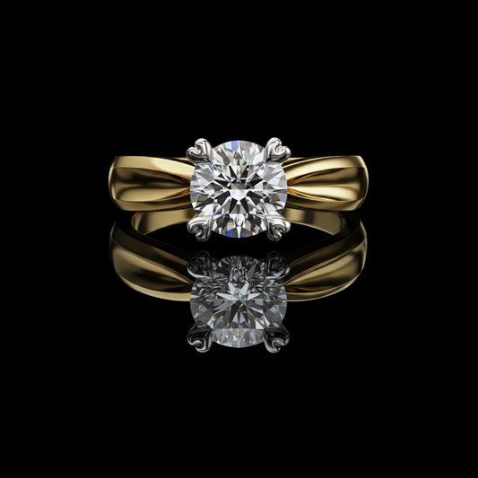 1.29 TCW Beautiful Sculpted Design Moissanite Round Cut Diamond Ring for Cocktail Party