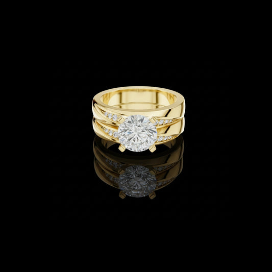 1.50 CT Masterpiece Bridal Wedding Solitaire Moissanite Diamond Band with Pave Accents Set