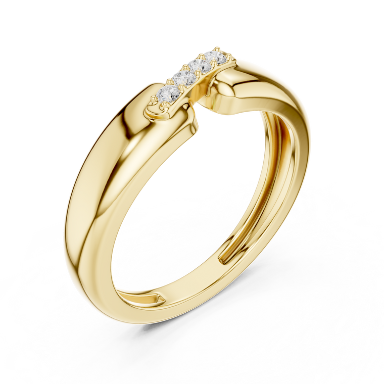 Round Cut Lab Grown Diamond Men's Modern Split Shank Gold Band - view 2