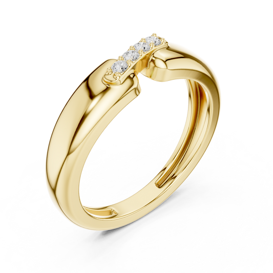 0.072 TCW Contemporary Open Front Round Cut Moissanite Diamond Cuff Ring