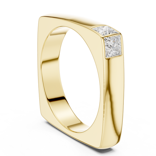 0.7 TCW Regal Edge Contemporary Square Band with Princess Cut Lab Grown Diamond